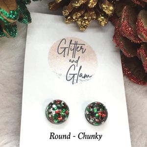 Christmas glitter stud earrings